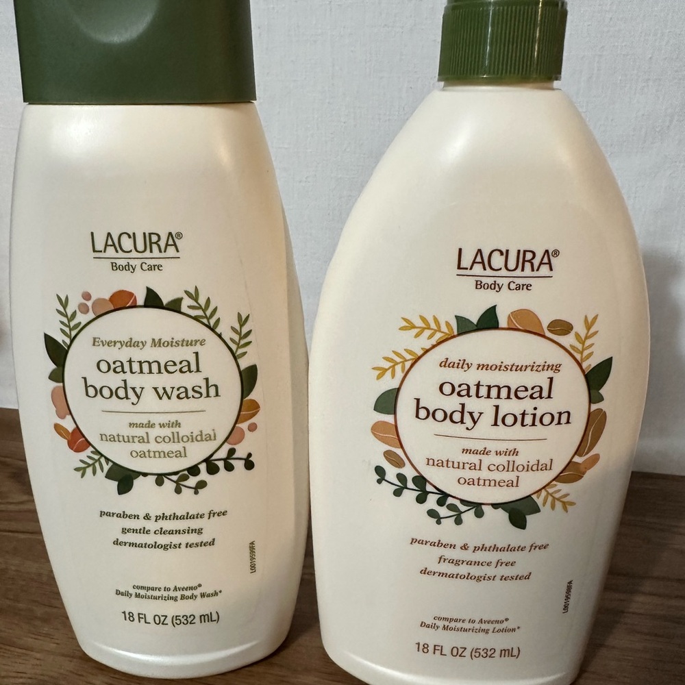 Lacura body wash/ lotion, 2 bottles